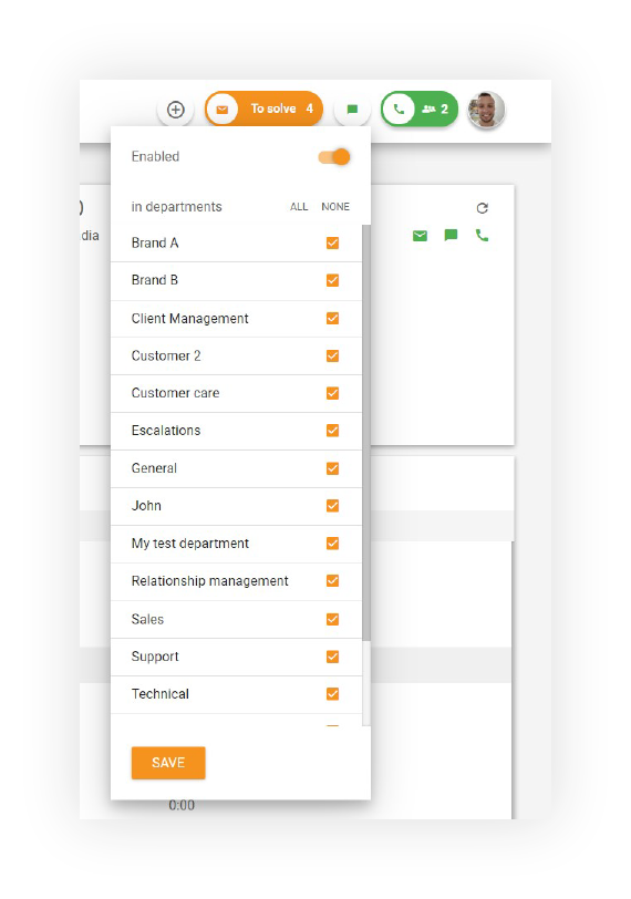 LiveAgent's agent group and department function
