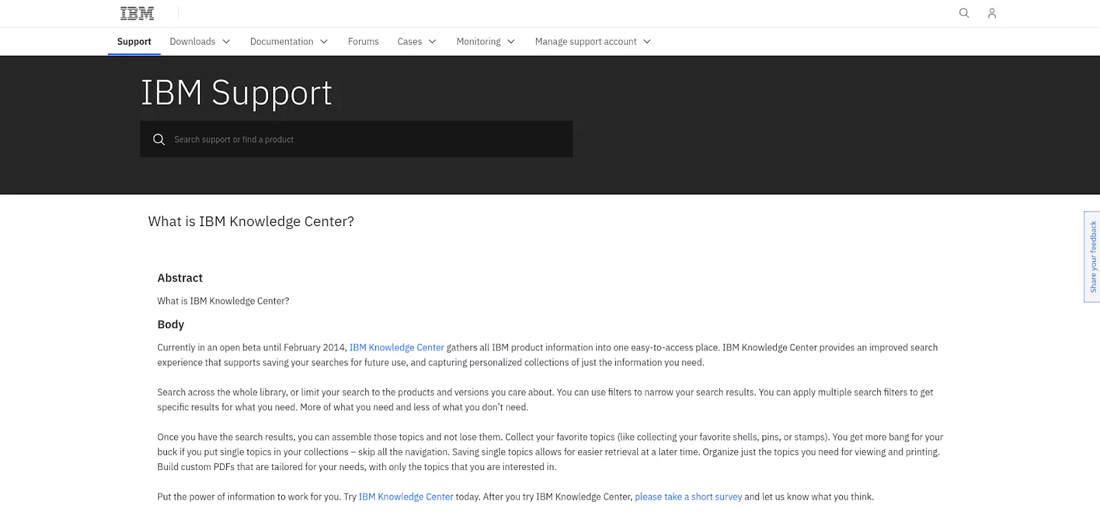 IBM knowledge base page