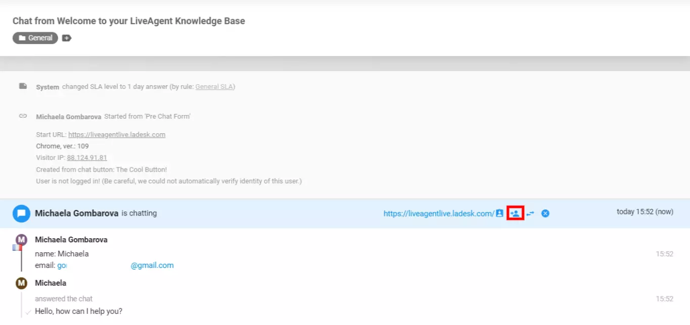 LiveAgent - mag-invite ng co-worker sa chat
