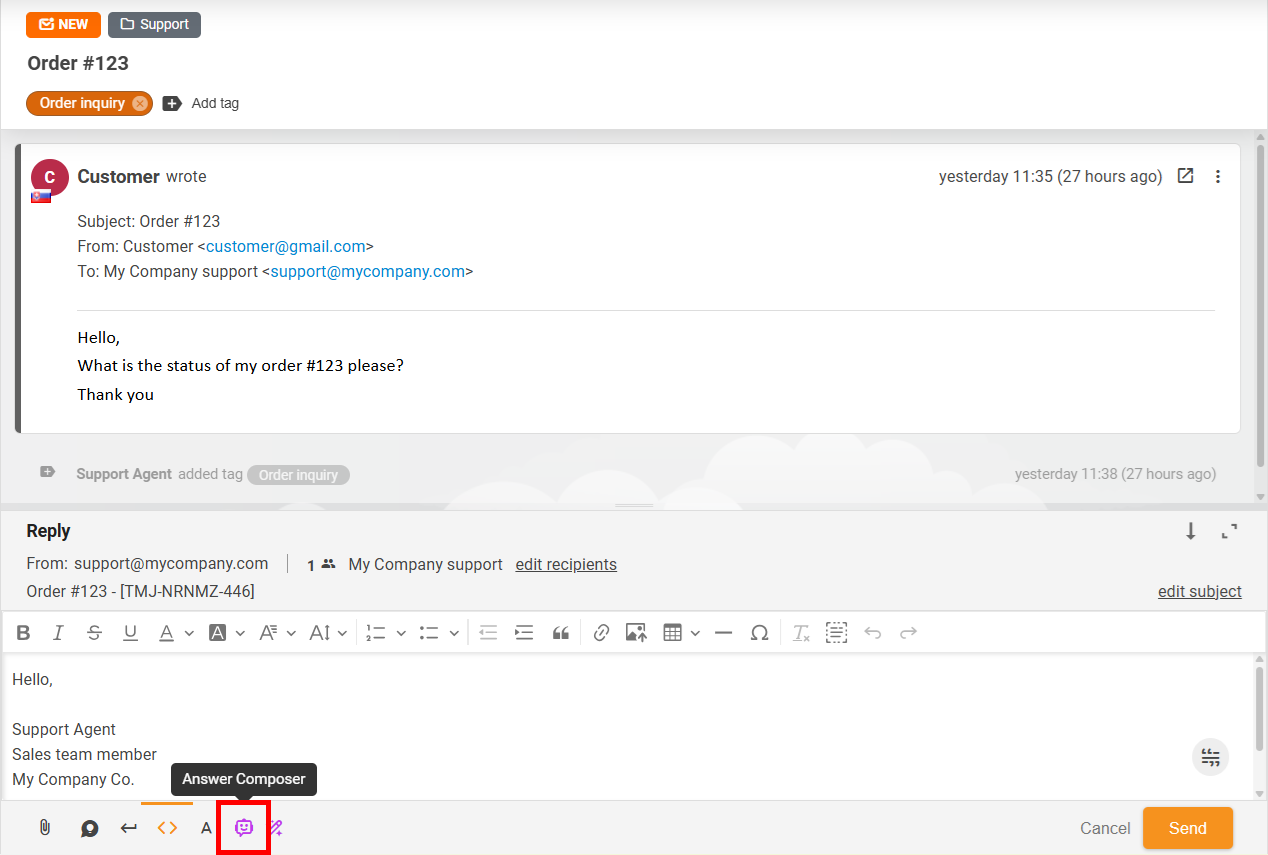 AI na nag-draft ng ticket reply sa LiveAgent