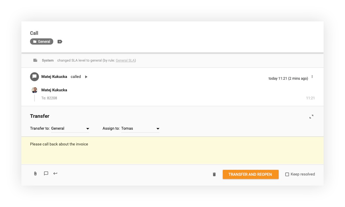 Call transfers feature sa LiveAgent