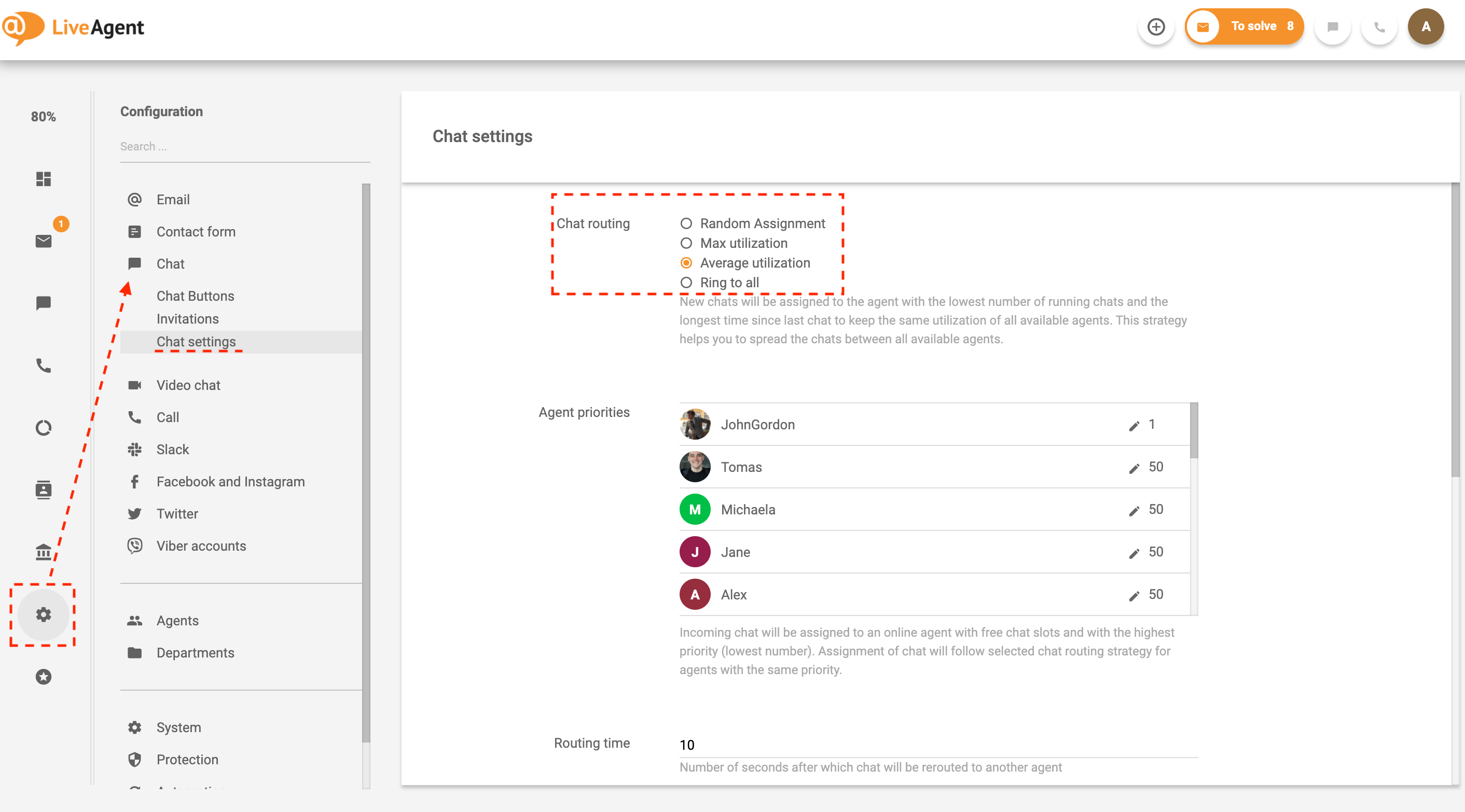 Chat distribution feature sa LiveAgent