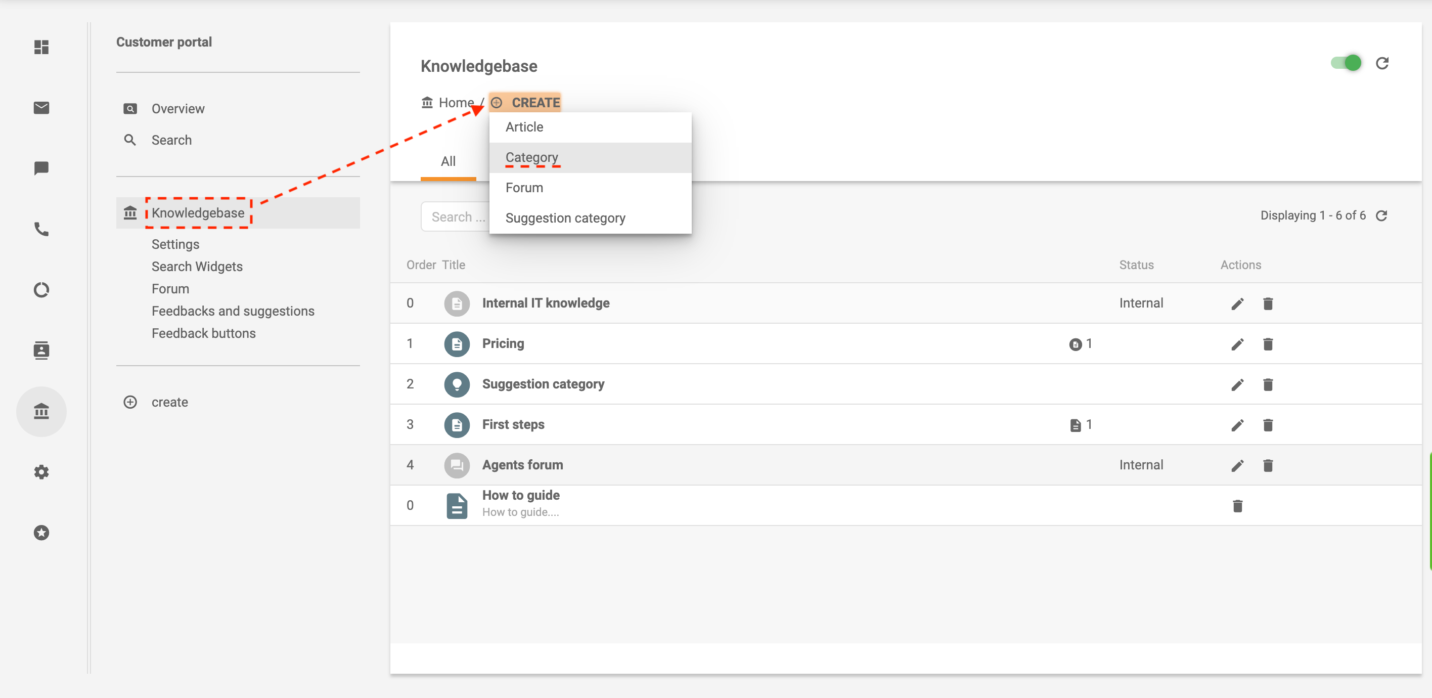 Lumikha ng kategorya sa LiveAgent