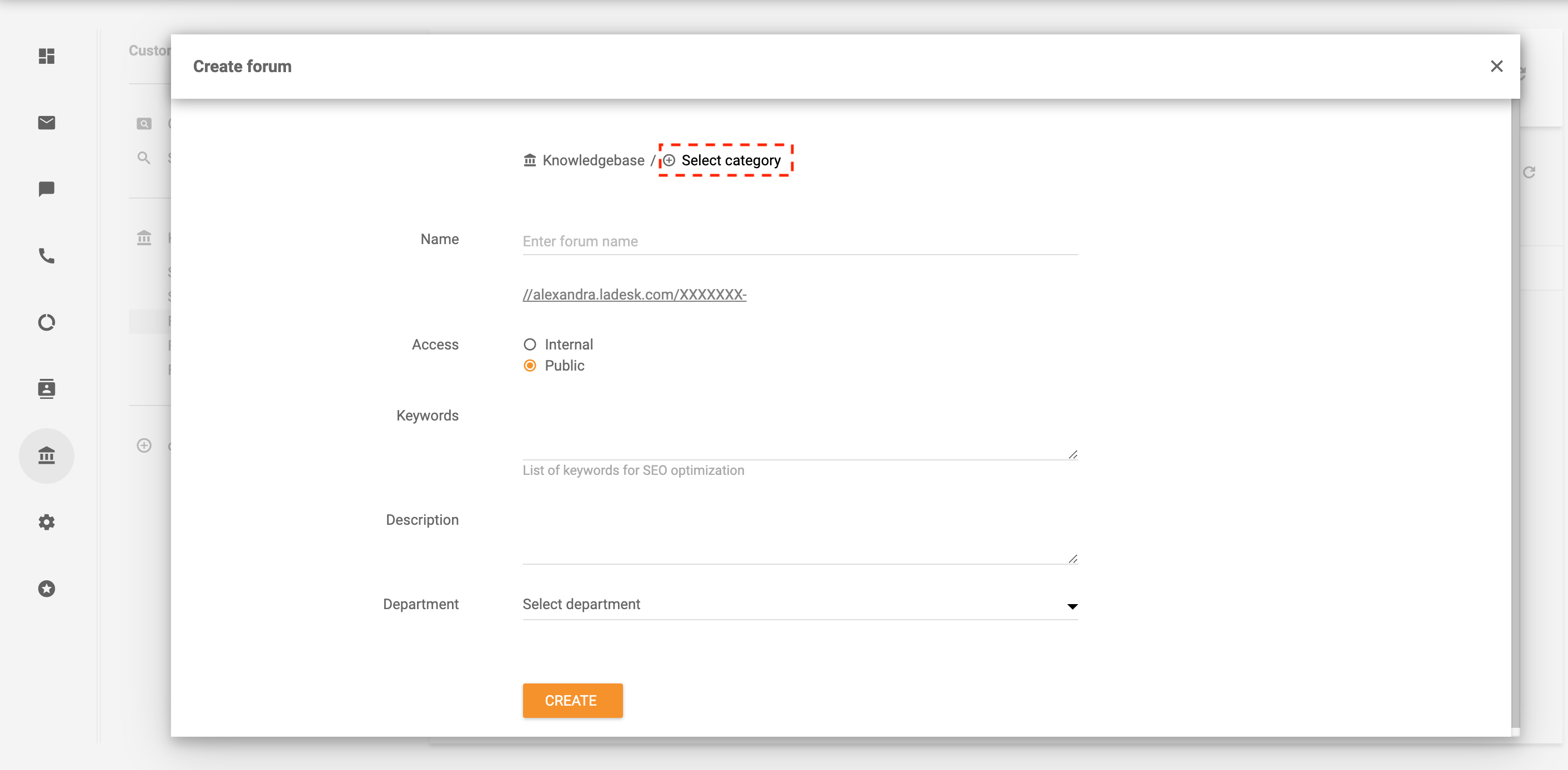 Pumili ng kategorya para sa customer forum - LiveAgent