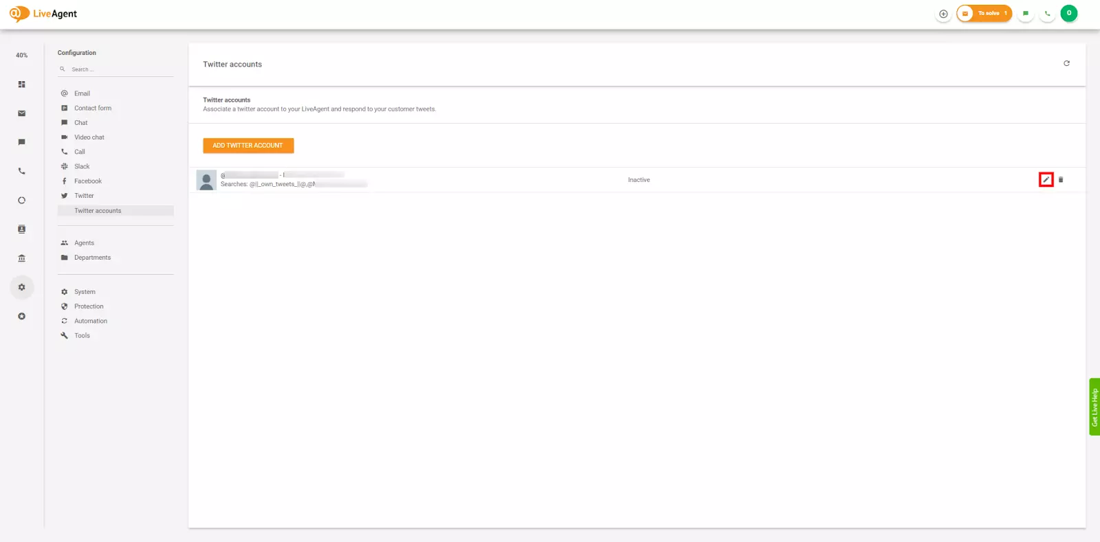 Edit Twitter account settings