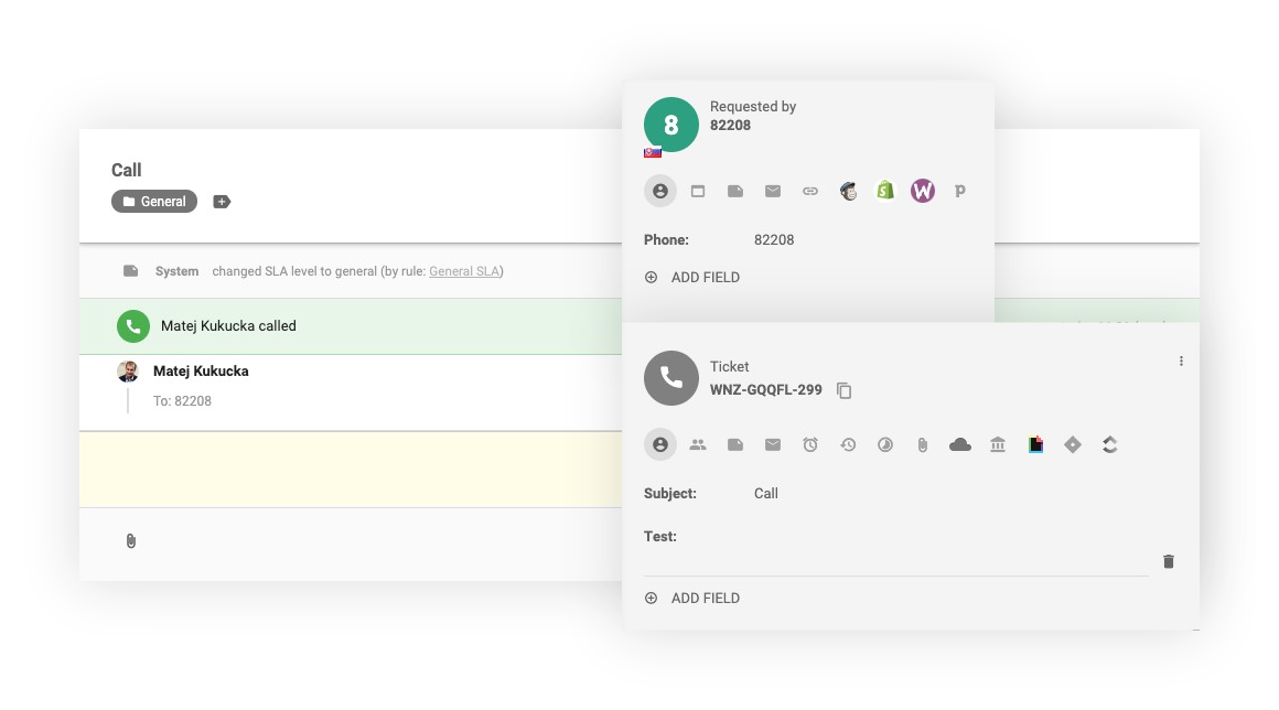 Internal call interface sa LiveAgent