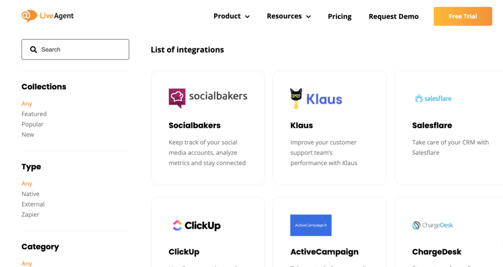 Mga Integrasyon ng LiveAgent