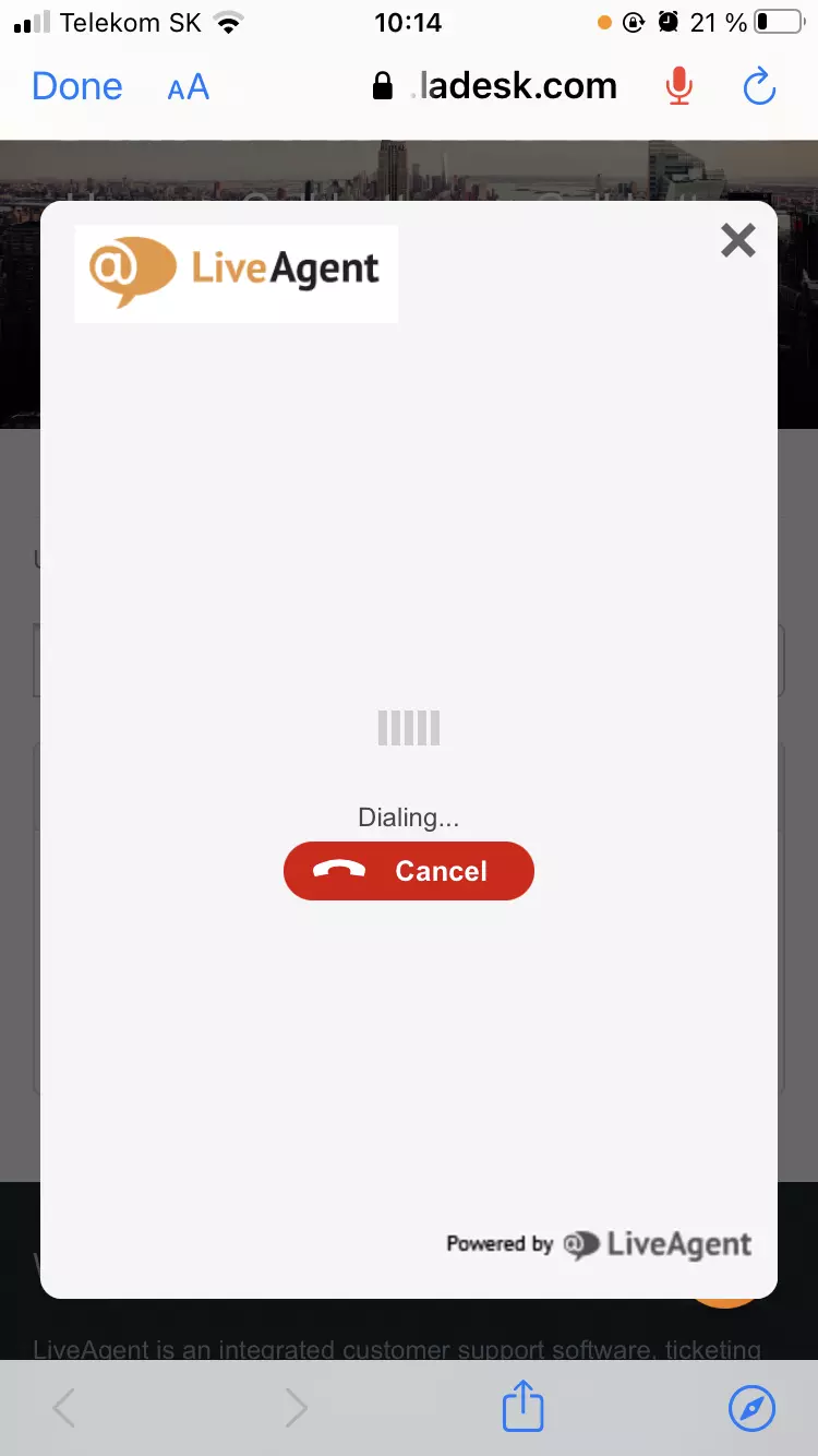 Mobile in-browser call