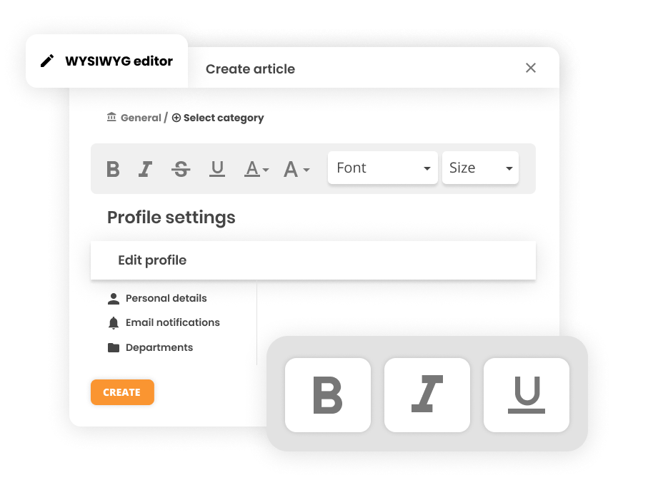 WYSIWYG editor in Help desk software - LiveAgent