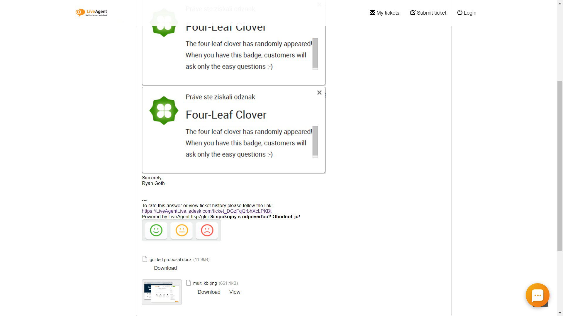 Online ticket history display