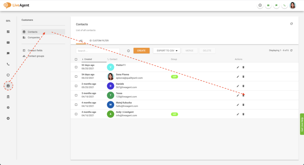 Edit contact note sa LiveAgent