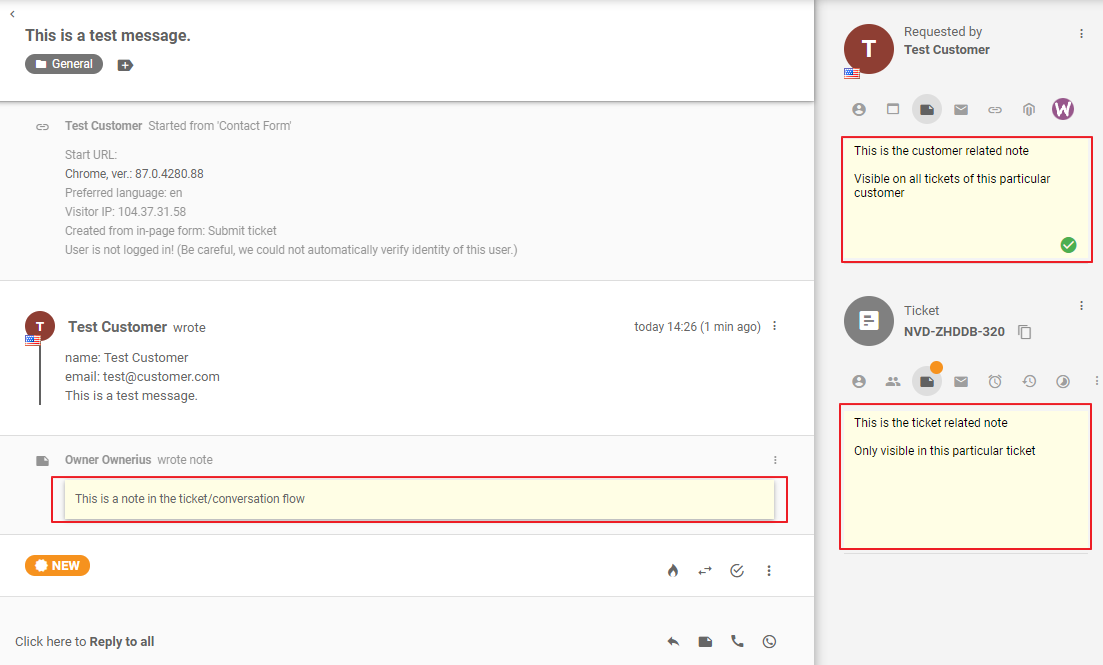 LiveAgent iba't ibang uri ng internal notes