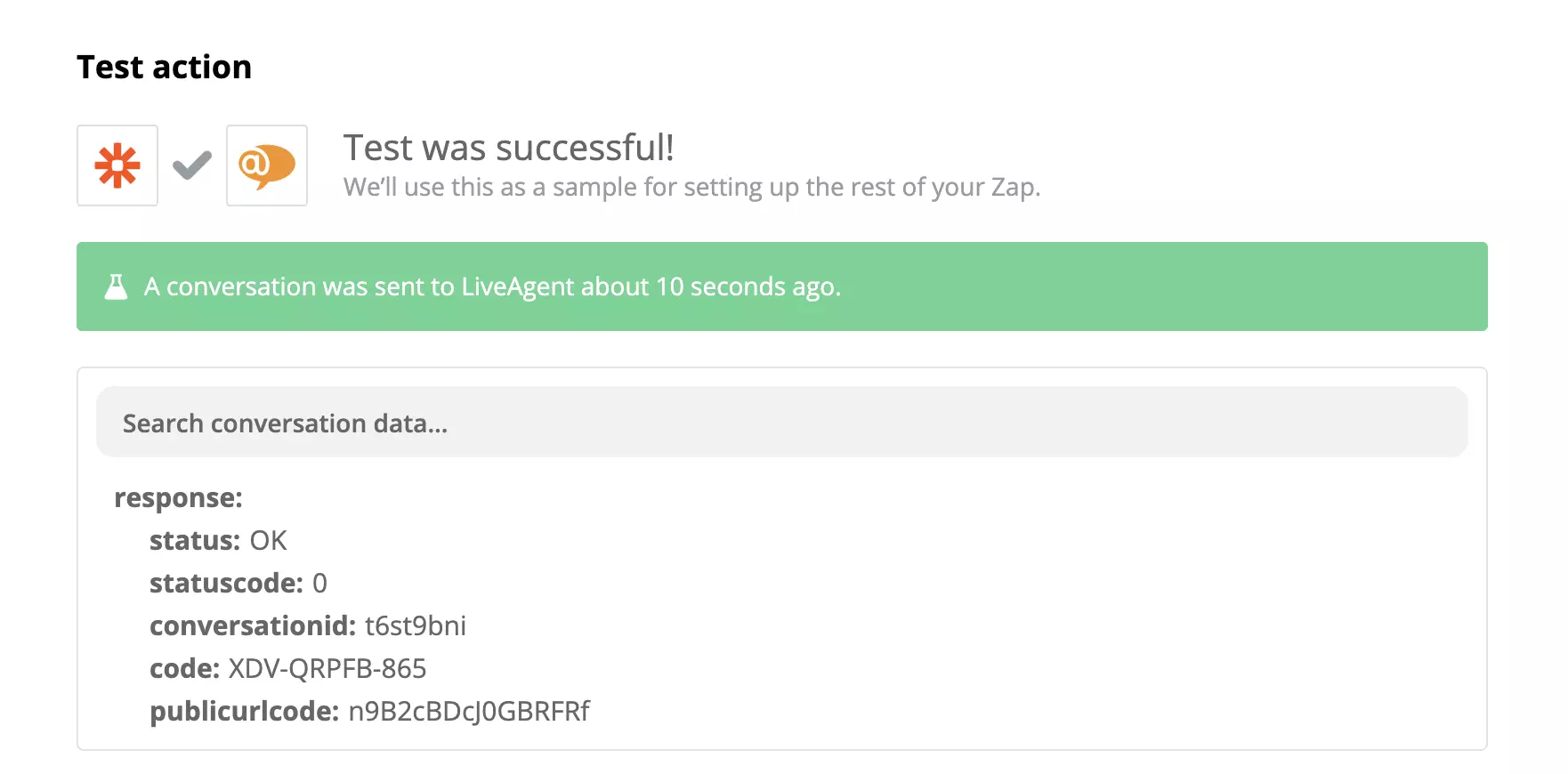Isang matagumpay na test ng isang Stripe at LiveAgent integration