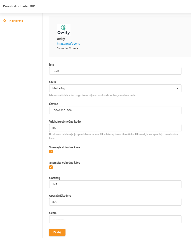 Owify credentials setup