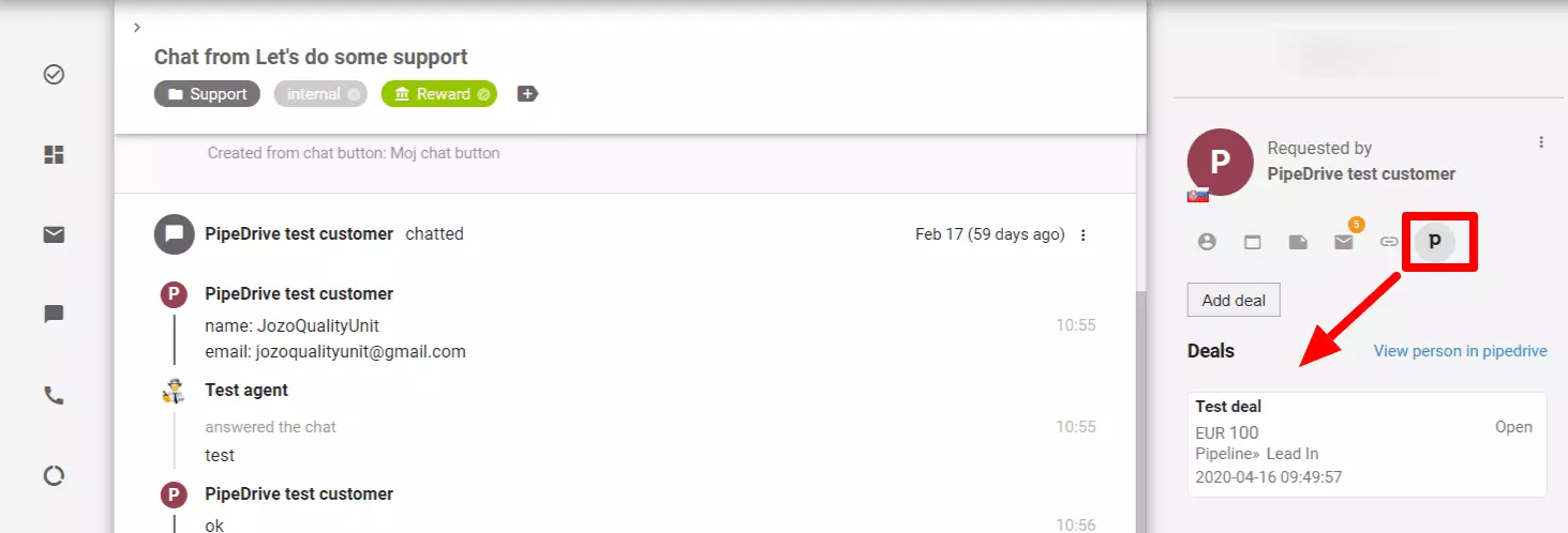 PipeDrive integration features sa LiveAgent