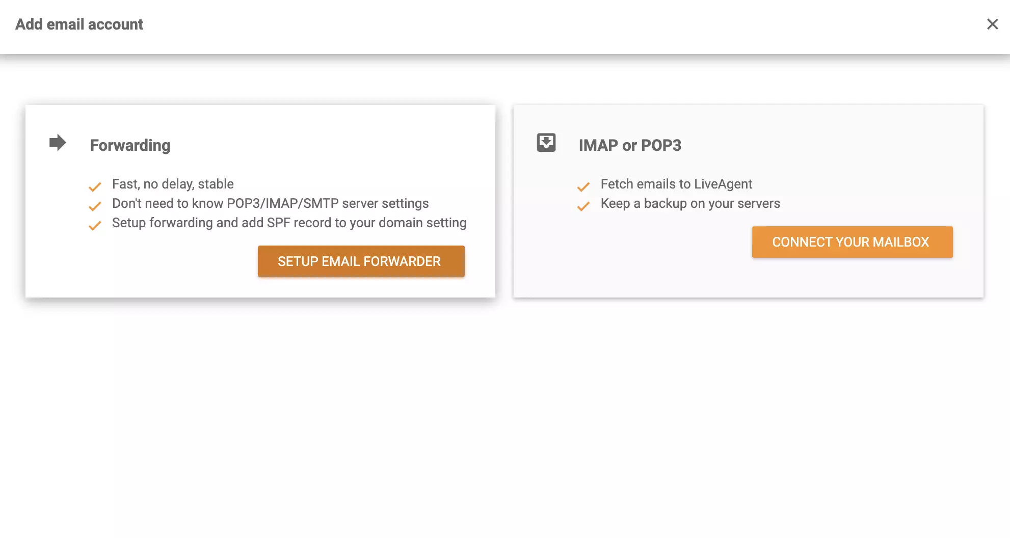 Pumili sa pagitan ng Forwarding at IMAP o POP3 para sa iyong Zoho Mail integration