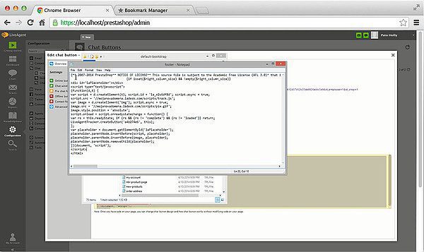 Prestashop LiveAgent integration - I-edit ang footer