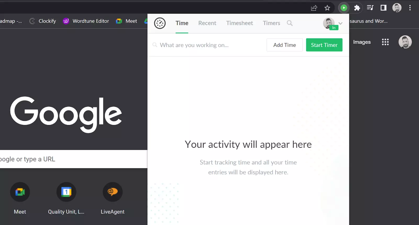 Everhour time tracking extension