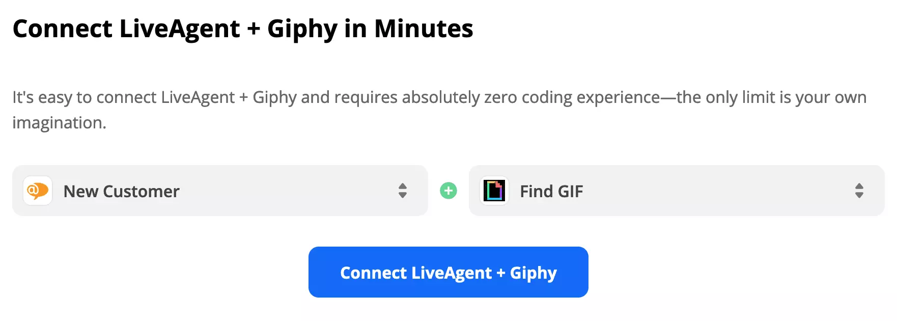 LiveAgent trigger at Giphy action na pinili sa Zapier