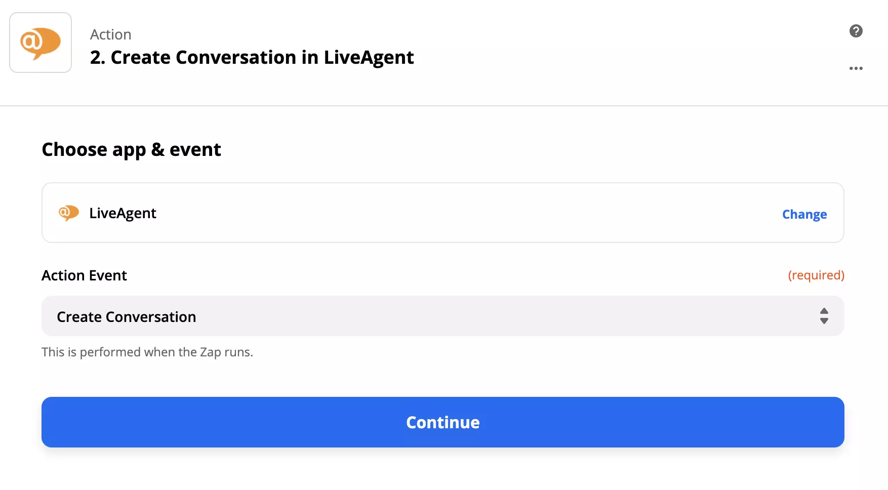LiveAgent action configuration in Zapier