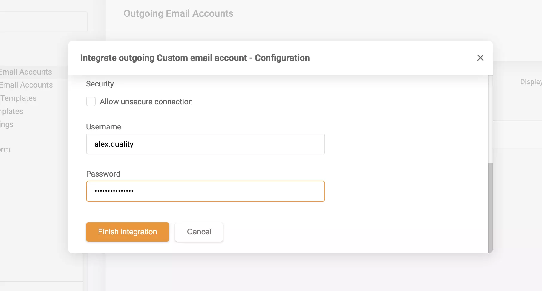 The last step of GMX integration with LiveAgent