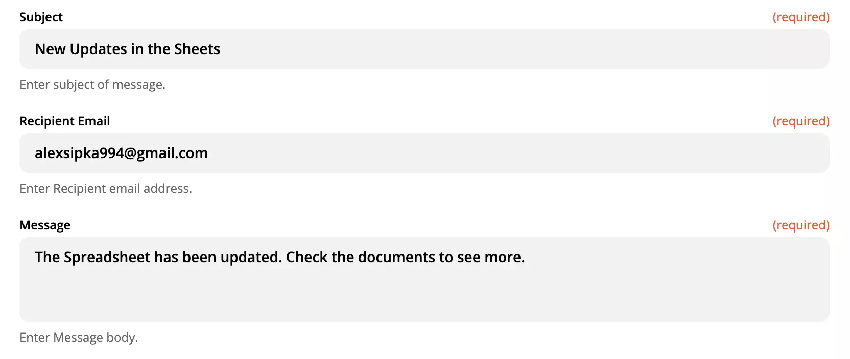 LiveAgent action setup example na may puno ng mga field