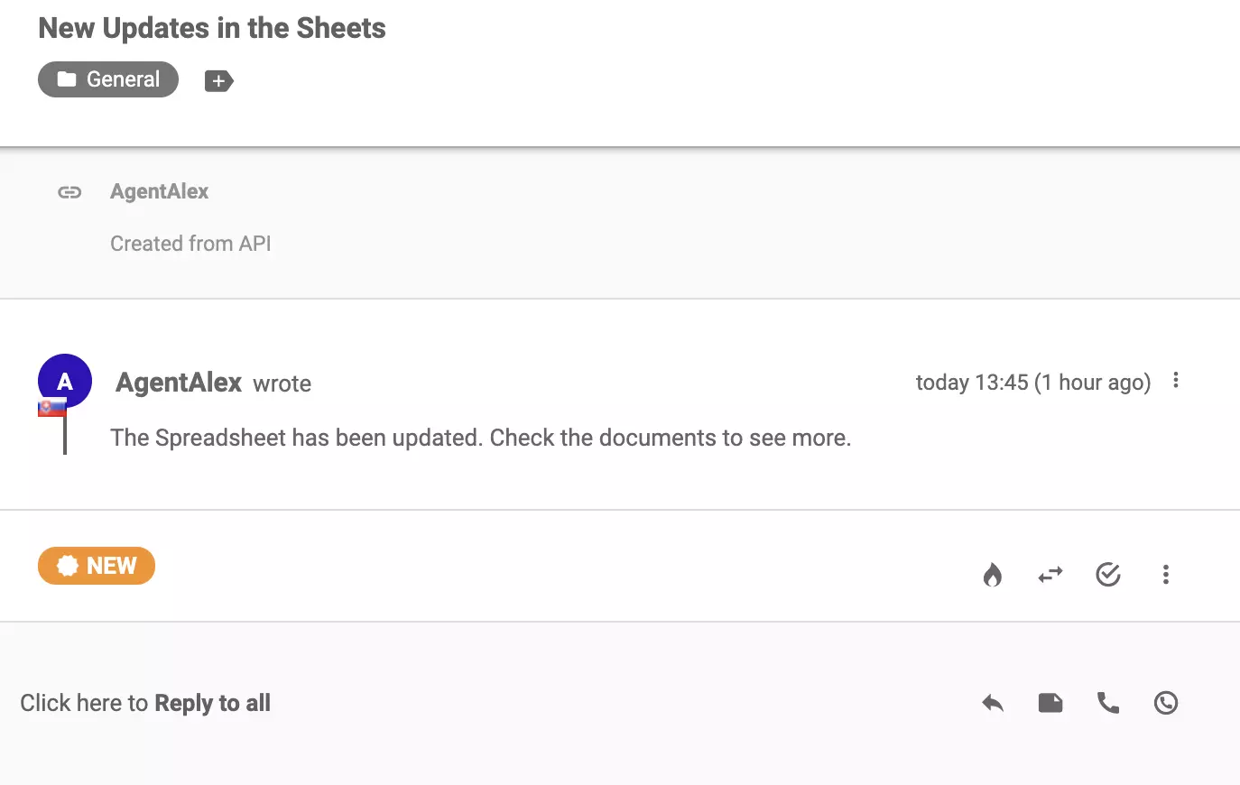 Isang bagong ticket na dumating sa ticketing system pagkatapos ng matagumpay na integration sa Google Forms