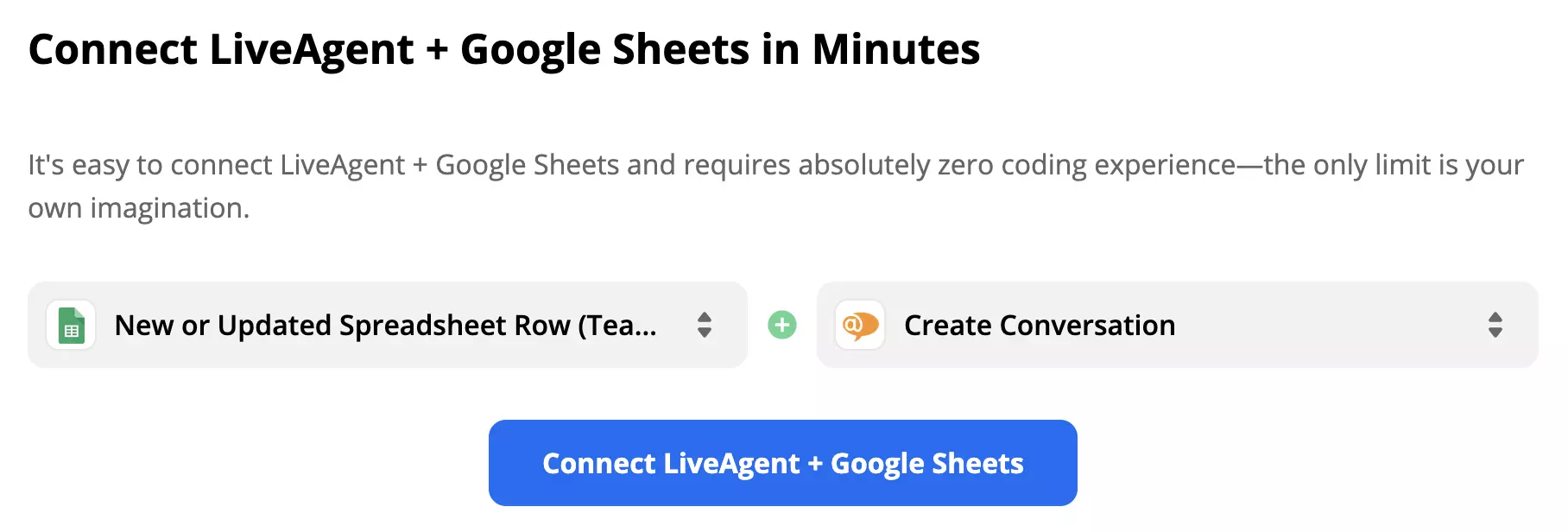 Napiling Google Sheets trigger at LiveAgent action