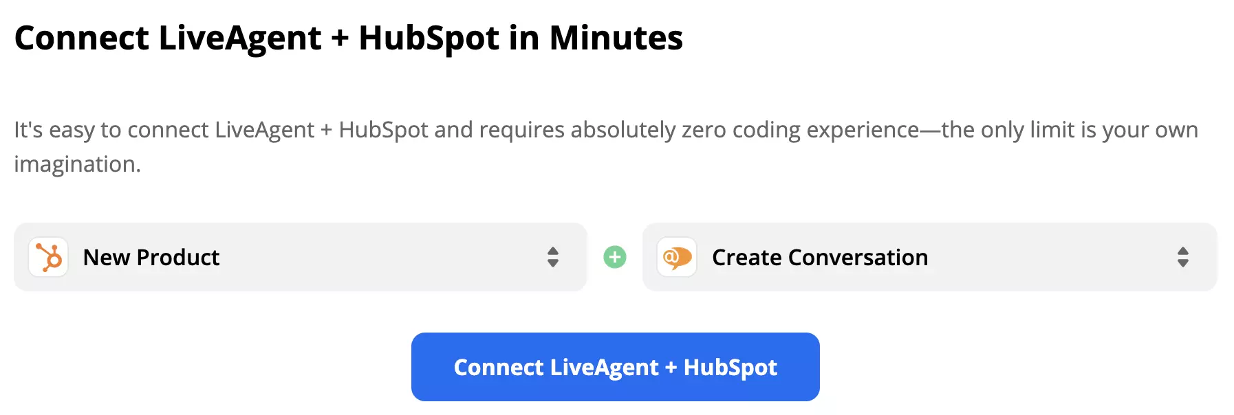 Ang New Product trigger sa HubSpot ay nag-activate ng Create Conversation action sa LiveAgent
