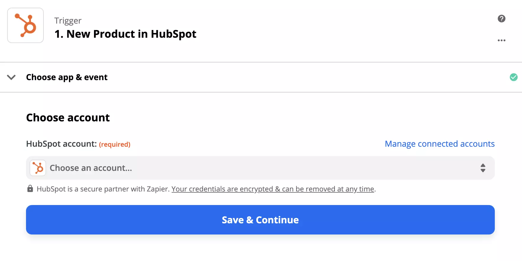HubSpot trigger configuration options sa Zapier