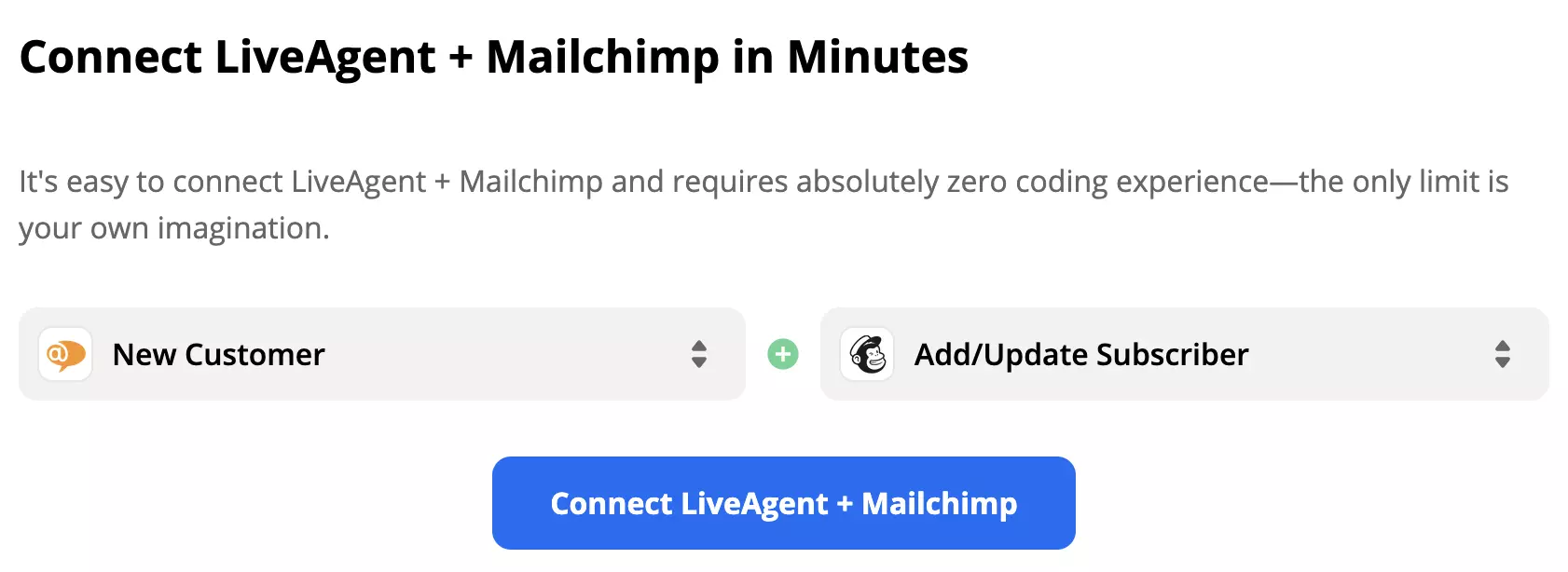 Napiling LiveAgent trigger at Mailchimp action