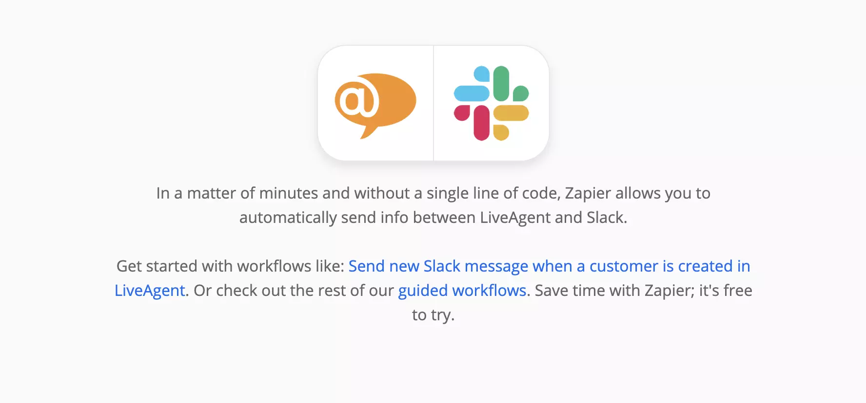 LiveAgent at Slack page sa Zapier