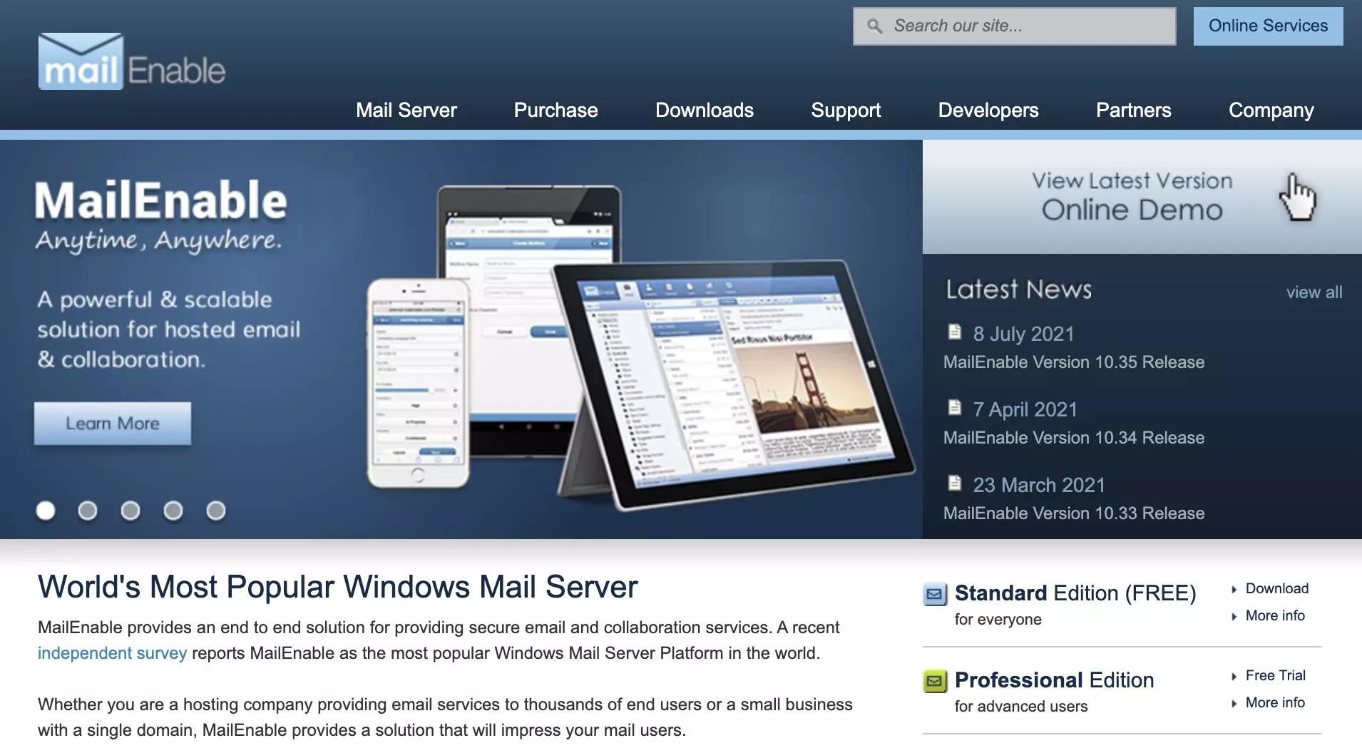 MailEnable website