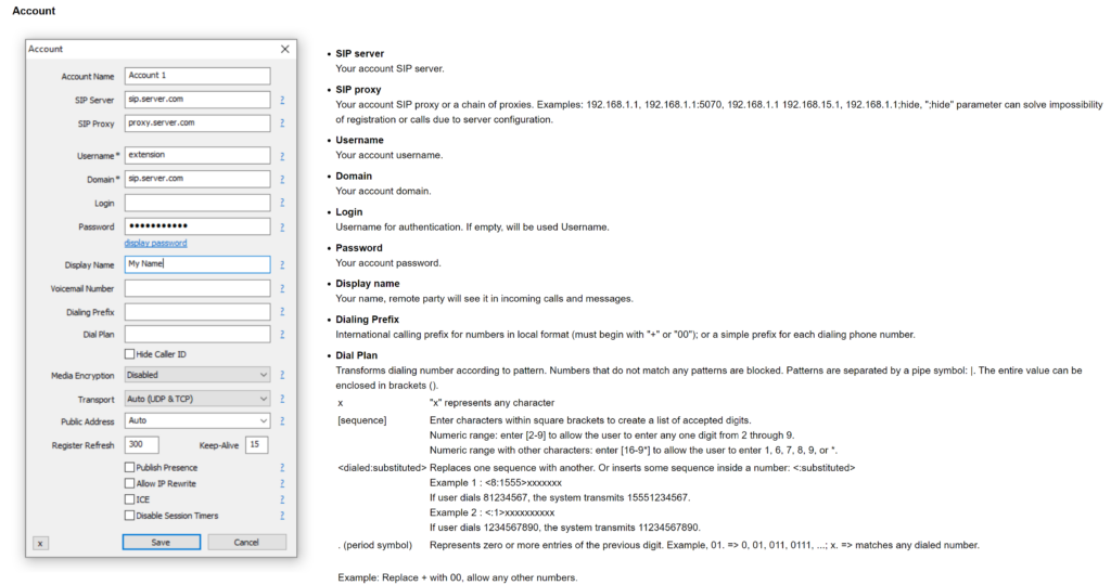 MicroSIP magdagdag ng bagong account