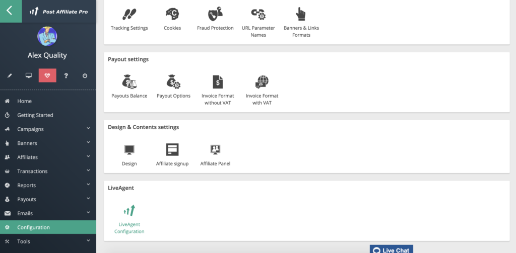 LiveAgent Configuration sa Post Affiliate Pro