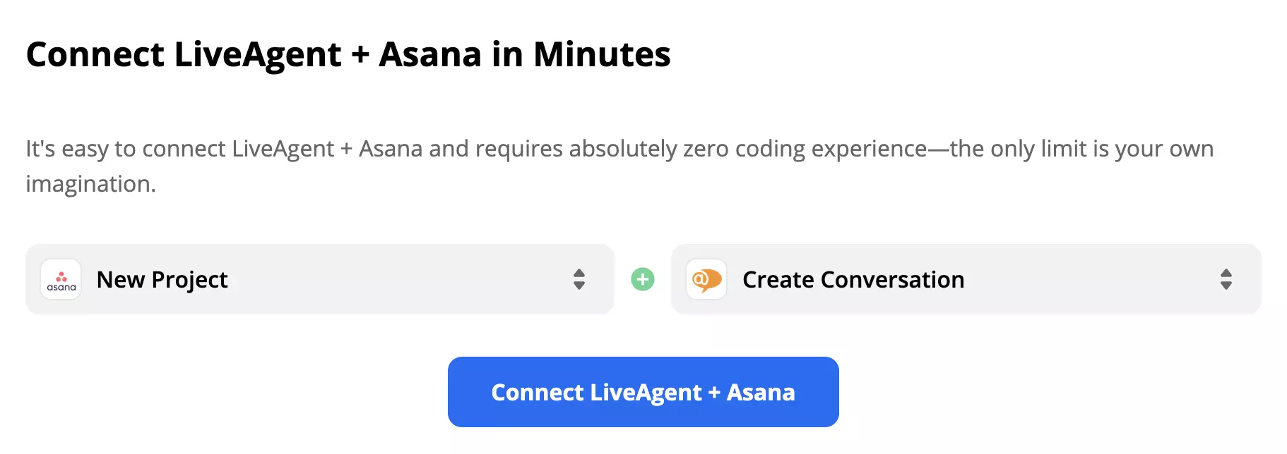 Selected Asana trigger and LiveAgent action