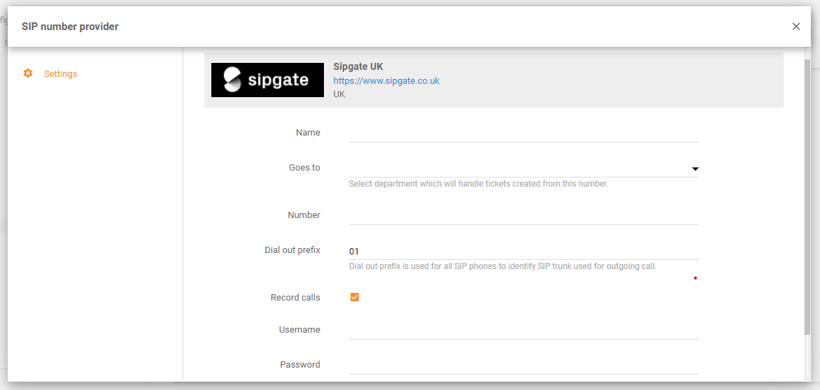 Sipgate integration in LiveAgent