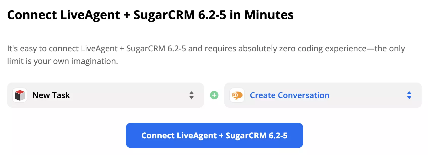 SugarCRM trigger New Task at LiveAgent action New Conversation