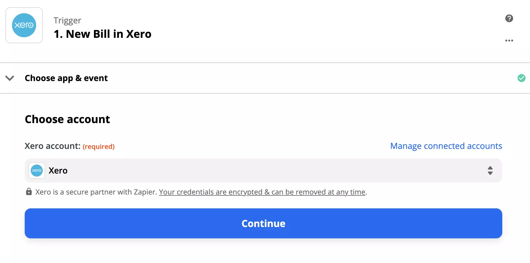 Xero trigger configuration options sa Zapier site