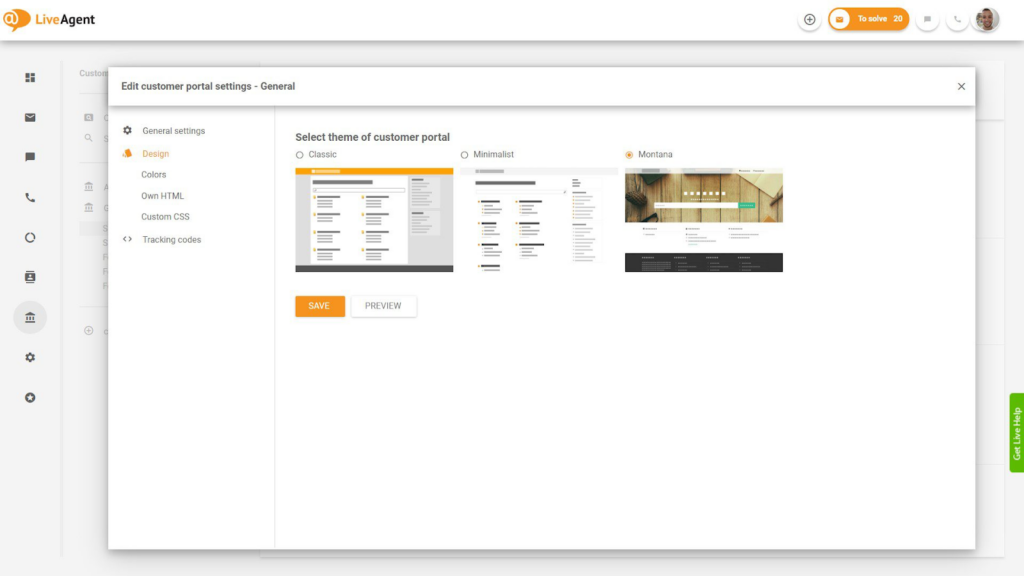Setting up the theme for knowledge base using LiveAgent software