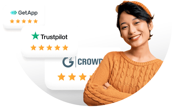 Ngiting babae na may mga gantimpala sa tabi niya.