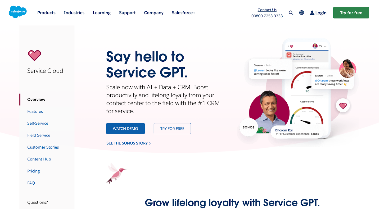 Ang Salesforce Service Cloud homepage
