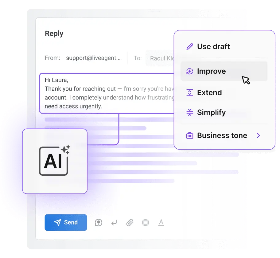 AI Answer Composer na nag-i-draft ng tugon sa help desk