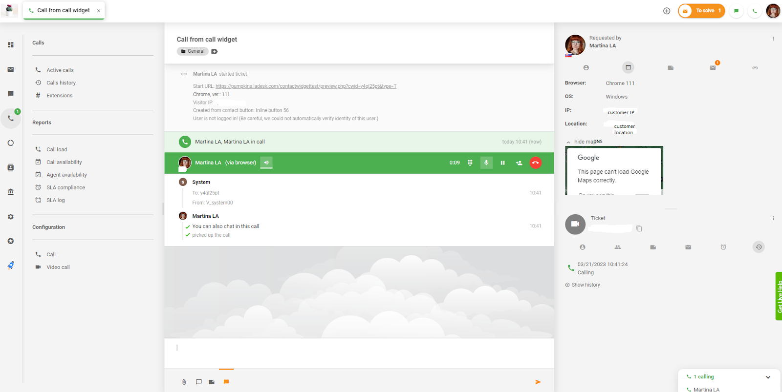 LiveAgent - call mula sa call widget