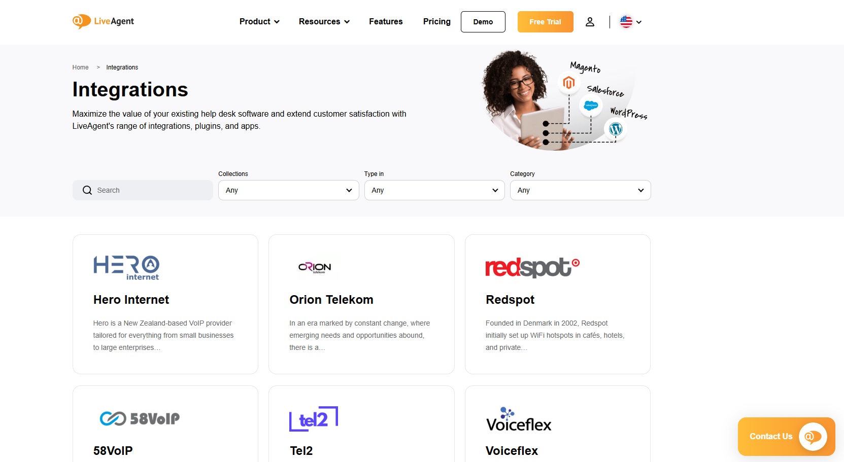 Screenshot ng mga integration ng LiveAgent