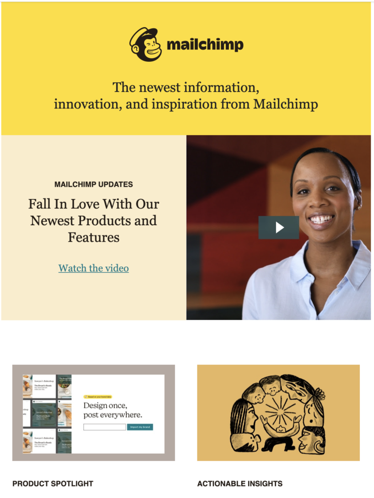 Mailchimp na bagong template ng blog post