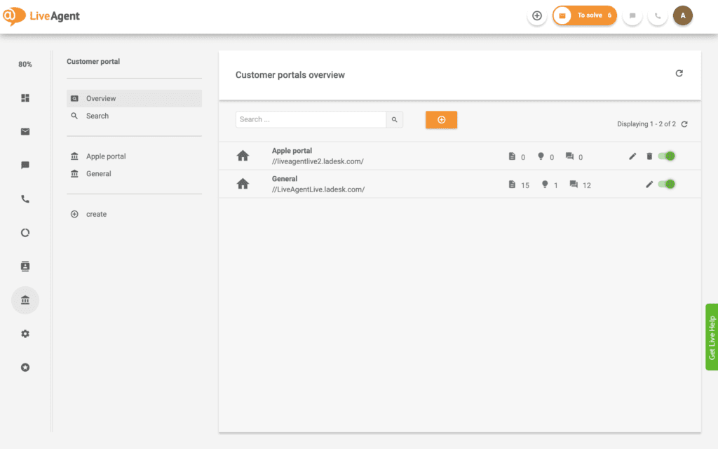 Lumikha ng maraming customer portals gamit ang LiveAgent