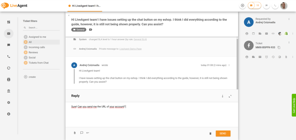 Sumagot sa Facebook Messenger messages mula sa LiveAgent