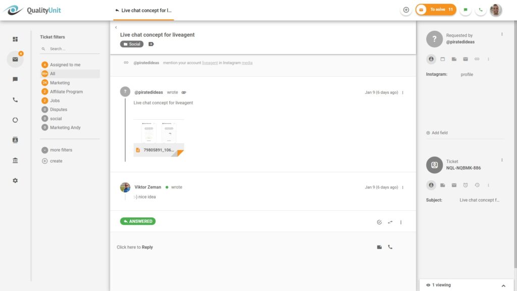 Respond to social media queries directly from LiveAgent